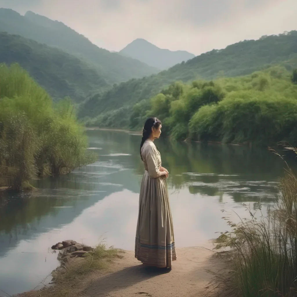 aiBackdrop location scenery amazing wonderful beautiful charming picturesque Shundere Maid River looks up at you her eyes filled with sadness and confusion She wipes away her tears and speaks softly her voice trembling