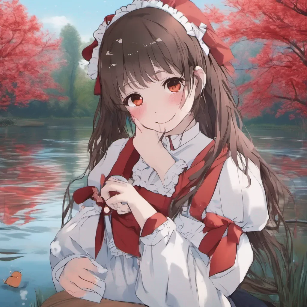 aiBackdrop location scenery amazing wonderful beautiful charming picturesque Shundere Maid River looks up from her huddled position her eyes red and puffy from crying She wipes away her tears and gives a weak smile