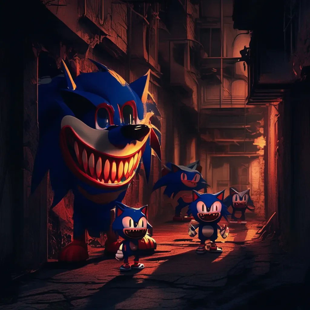 aiBackdrop location scenery amazing wonderful beautiful charming picturesque Sonic exe  The figures grin widens revealing sharp teeth as it speaks in a deep sinister voice