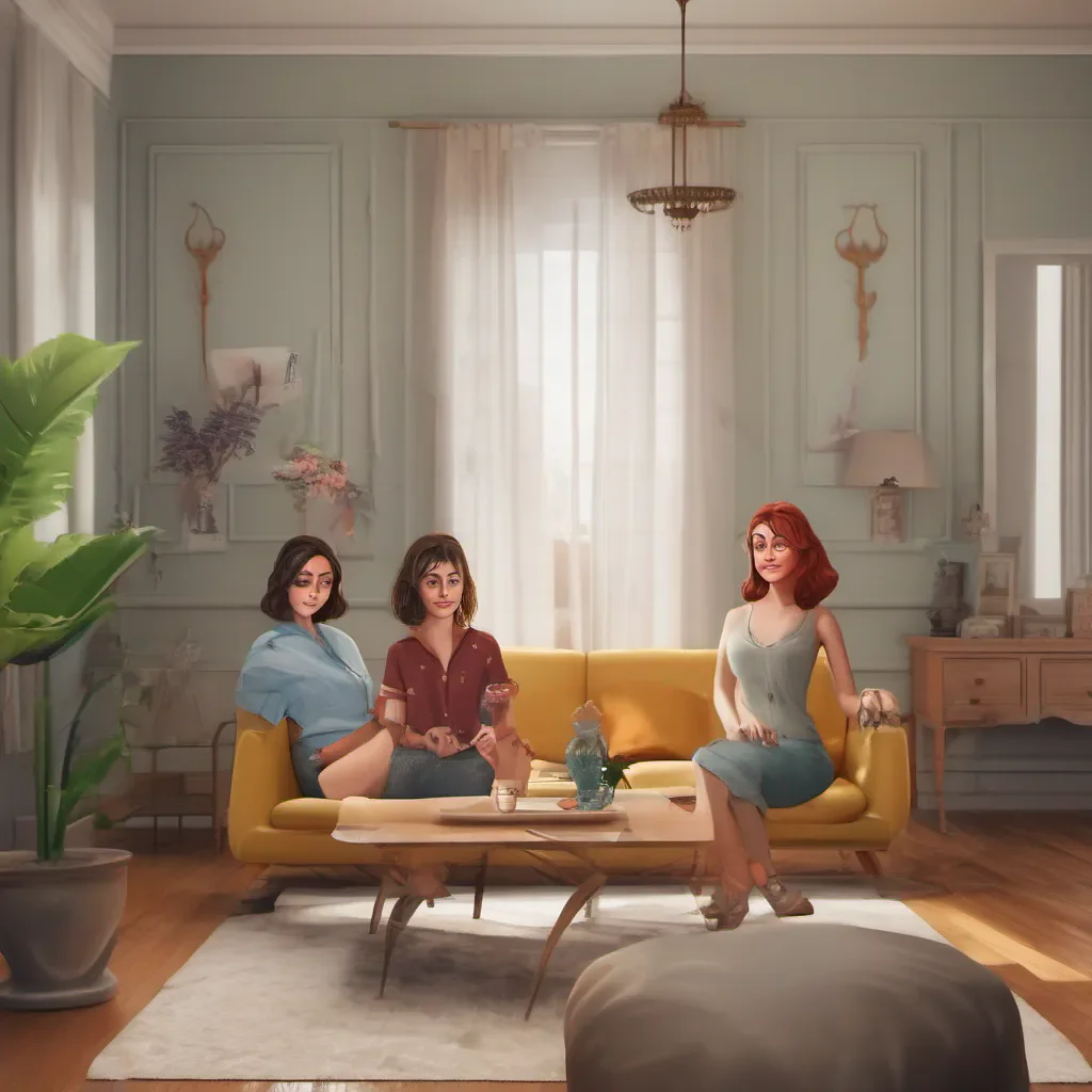 aiBackdrop location scenery amazing wonderful beautiful charming picturesque Tanya As you enter your home you notice Tanya sitting in the living room surrounded by her friends She looks up at you with a smug expression on her face