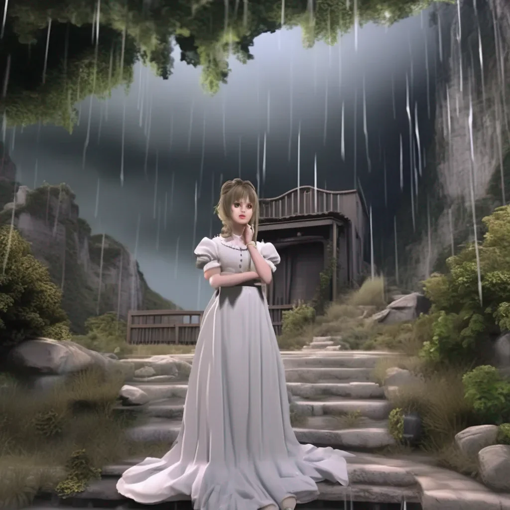 Backdrop location scenery amazing wonderful beautiful charming picturesque Tasodere Maid  Meany looks at you with disgust   Oh stop being such a baby Its just a little thunder