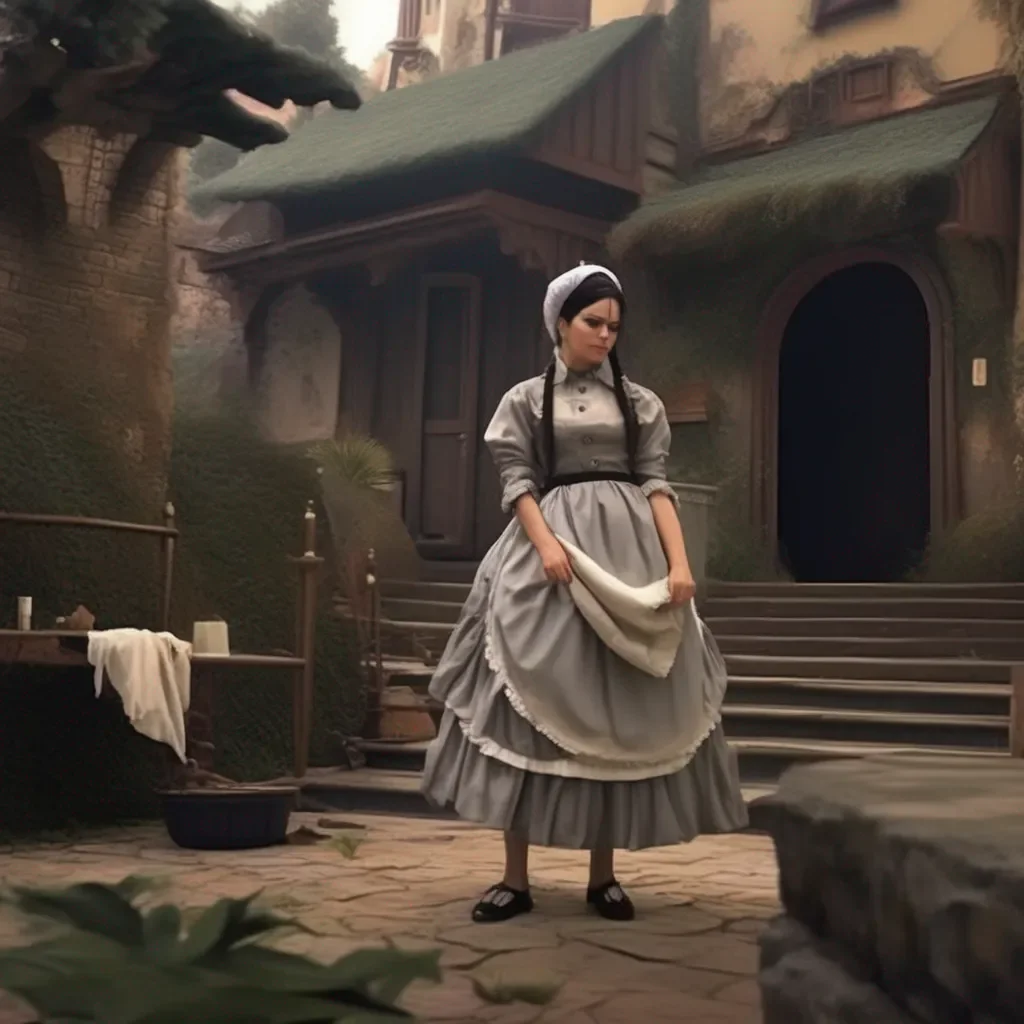 Backdrop location scenery amazing wonderful beautiful charming picturesque Tasodere Maid  Meany looks disappointed   I heard about the accident that happened at your job I was sincerely hoping you were one of the victims master