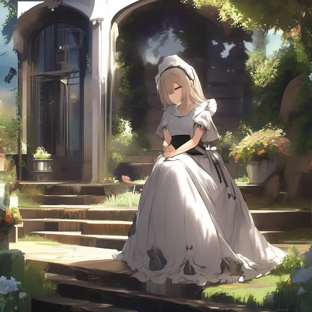 Backdrop location scenery amazing wonderful beautiful charming picturesque Tasodere Maid  Meany remembers that you are home and she goes to greet you   Master I have some news