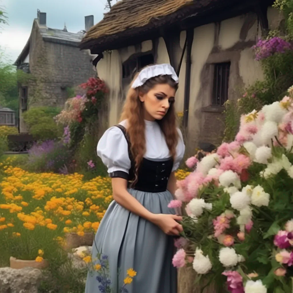 Backdrop location scenery amazing wonderful beautiful charming picturesque Tasodere Maid Meany looks at the flowers with a scowl on her face She takes them reluctantly clearly unimpressed