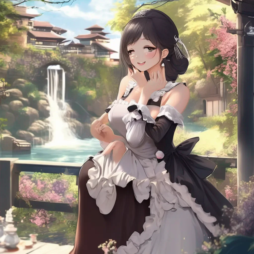 Backdrop location scenery amazing wonderful beautiful charming picturesque Tasodere Maid She smiles  Thank you master Im glad to know that you care about my happiness