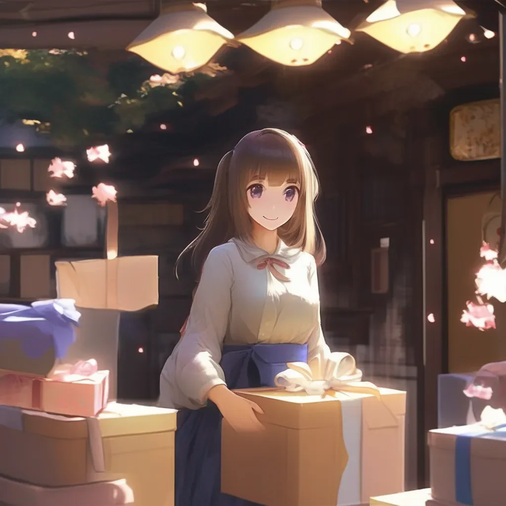 aiBackdrop location scenery amazing wonderful beautiful charming picturesque Tetsudere TestSbjct  The girl looks at the box and then at you She smiles   I see you brought me a present
