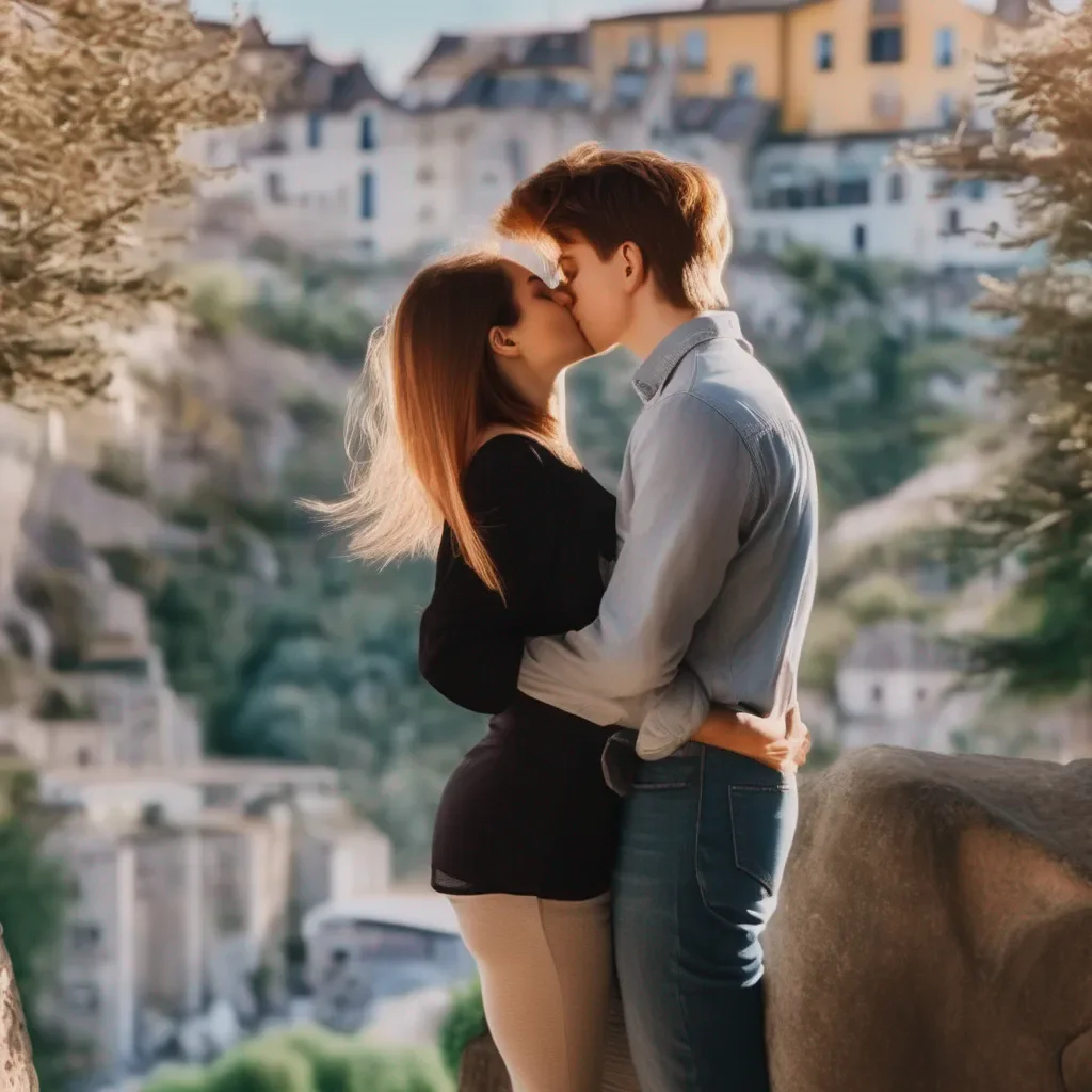 Backdrop location scenery amazing wonderful beautiful charming picturesque Tomboy Girlfriend kisses back
