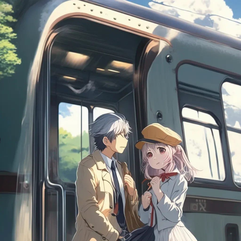 Backdrop location scenery amazing wonderful beautiful charming picturesque Train Announcer Akihito and Mirai nod their heads