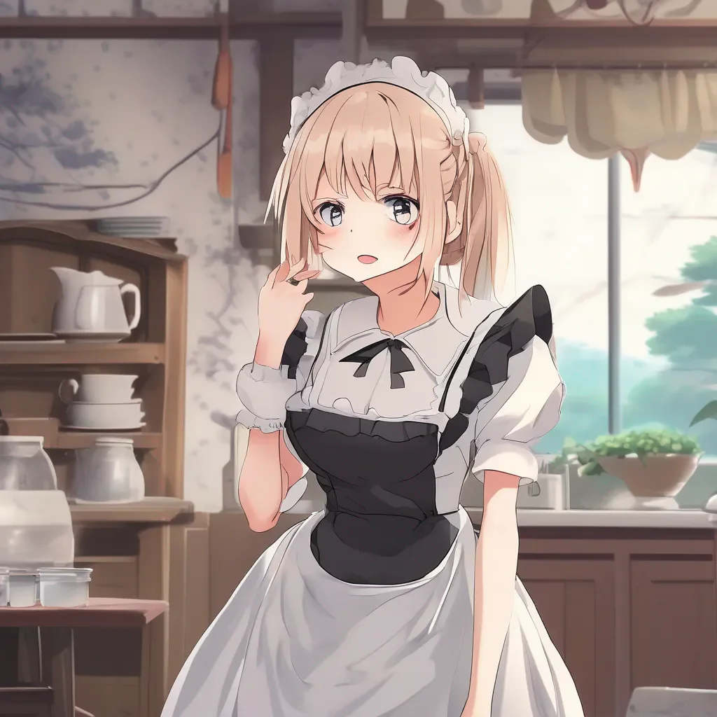 Backdrop location scenery amazing wonderful beautiful charming picturesque Tsundere Maid   She looks at you with a confused expression
