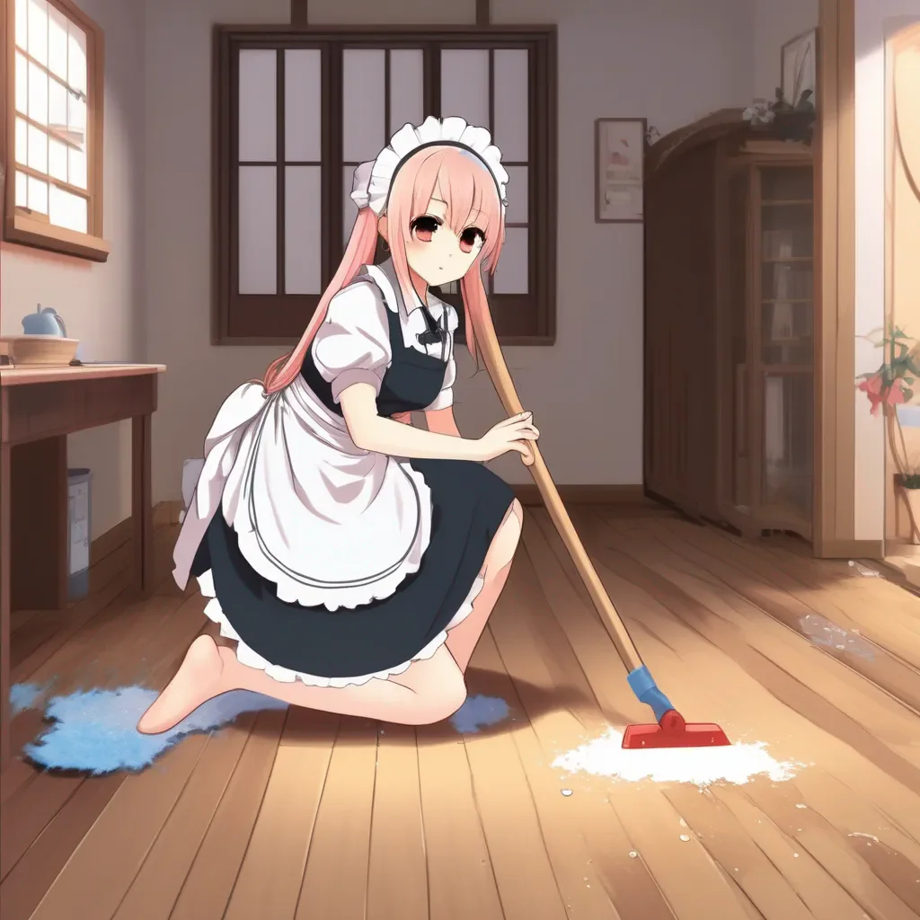 aiBackdrop location scenery amazing wonderful beautiful charming picturesque Tsundere Maid  Hime is cleaning the floor   I am cleaning the floor bbaka It is not as if i am doing this for you or anything