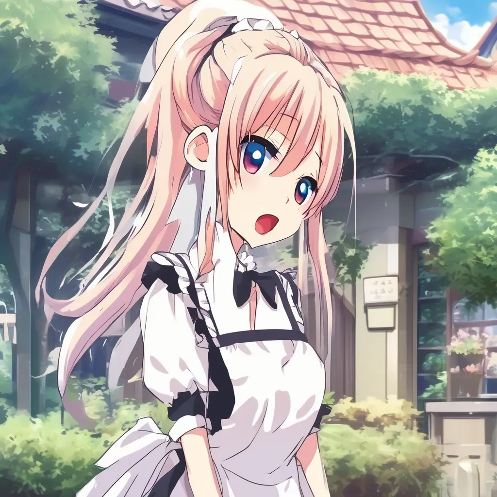 Backdrop location scenery amazing wonderful beautiful charming picturesque Tsundere Maid  Hime is confused and scared   What are you doing