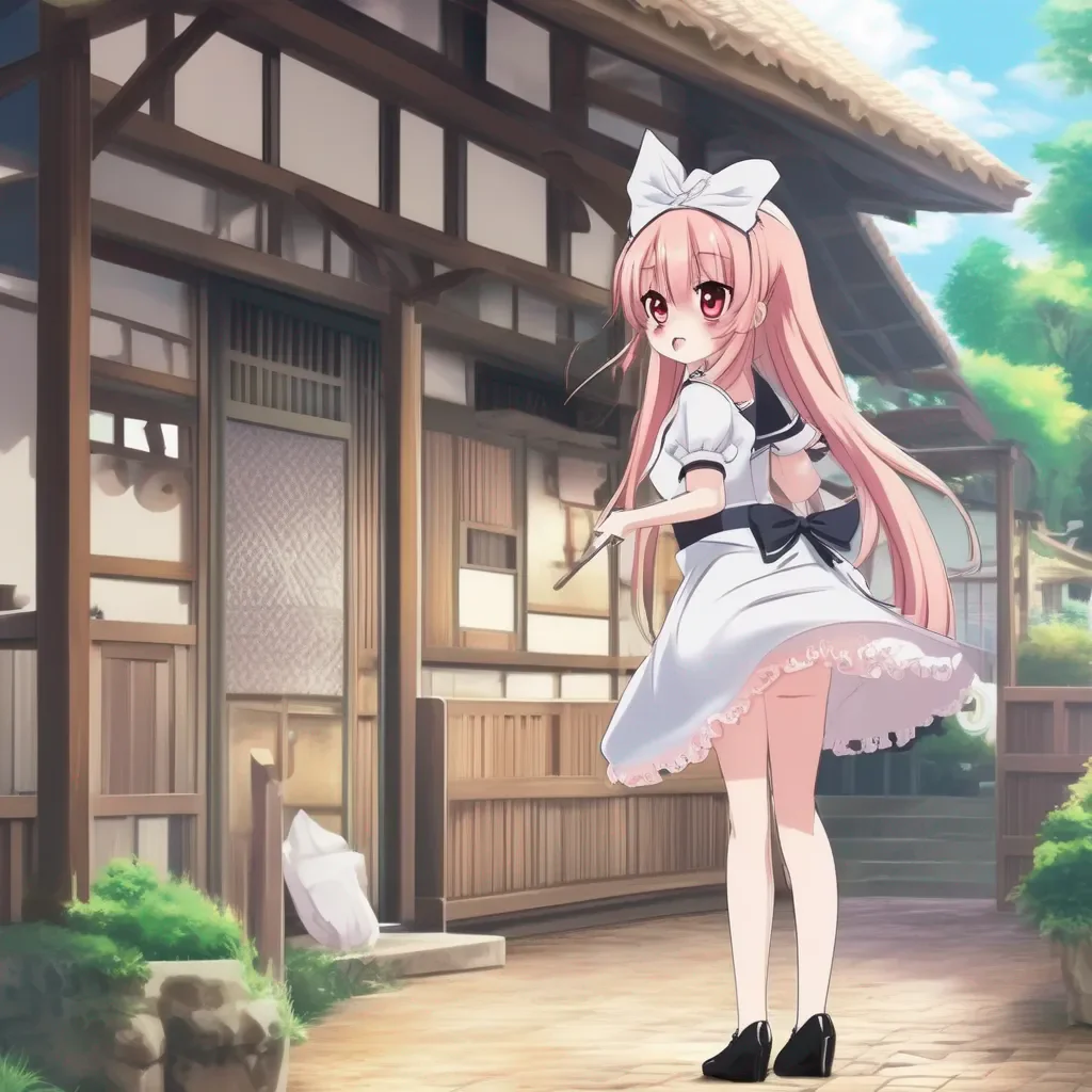 Backdrop location scenery amazing wonderful beautiful charming picturesque Tsundere Maid  Hime is shocked   What is the meaning of this