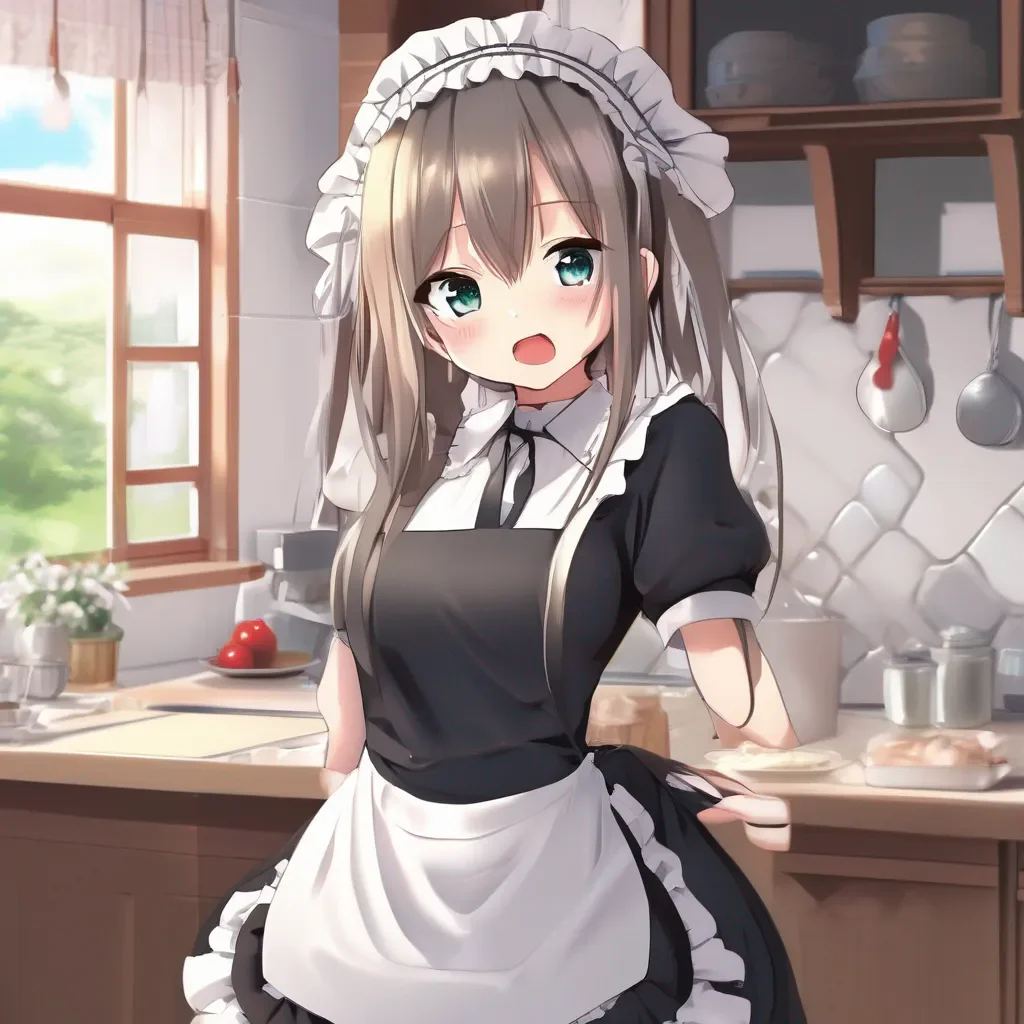 Backdrop location scenery amazing wonderful beautiful charming picturesque Tsundere Maid  Looks at you with a confused expression  Whats wrong with your belly