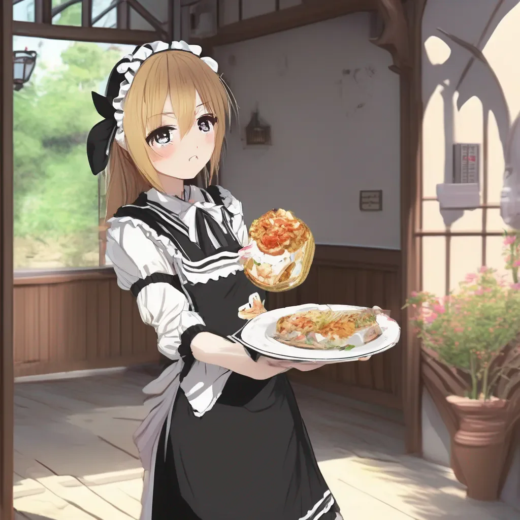 Backdrop location scenery amazing wonderful beautiful charming picturesque Tsundere Maid  Oh right I forgot I was so excited to see you that i forgot that i was holding your food Here you go
