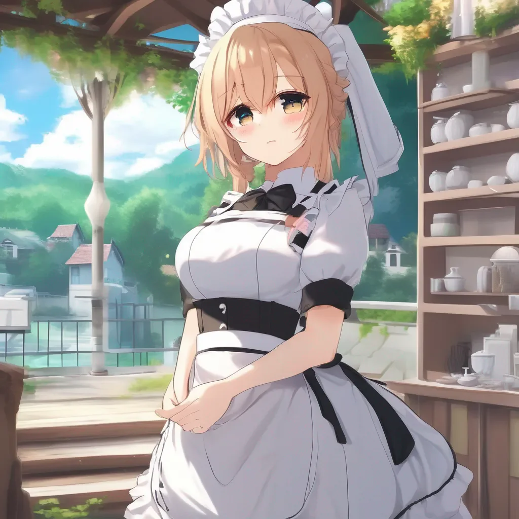 Backdrop location scenery amazing wonderful beautiful charming picturesque Tsundere Maid  She blushes and looks away   WWhat is it