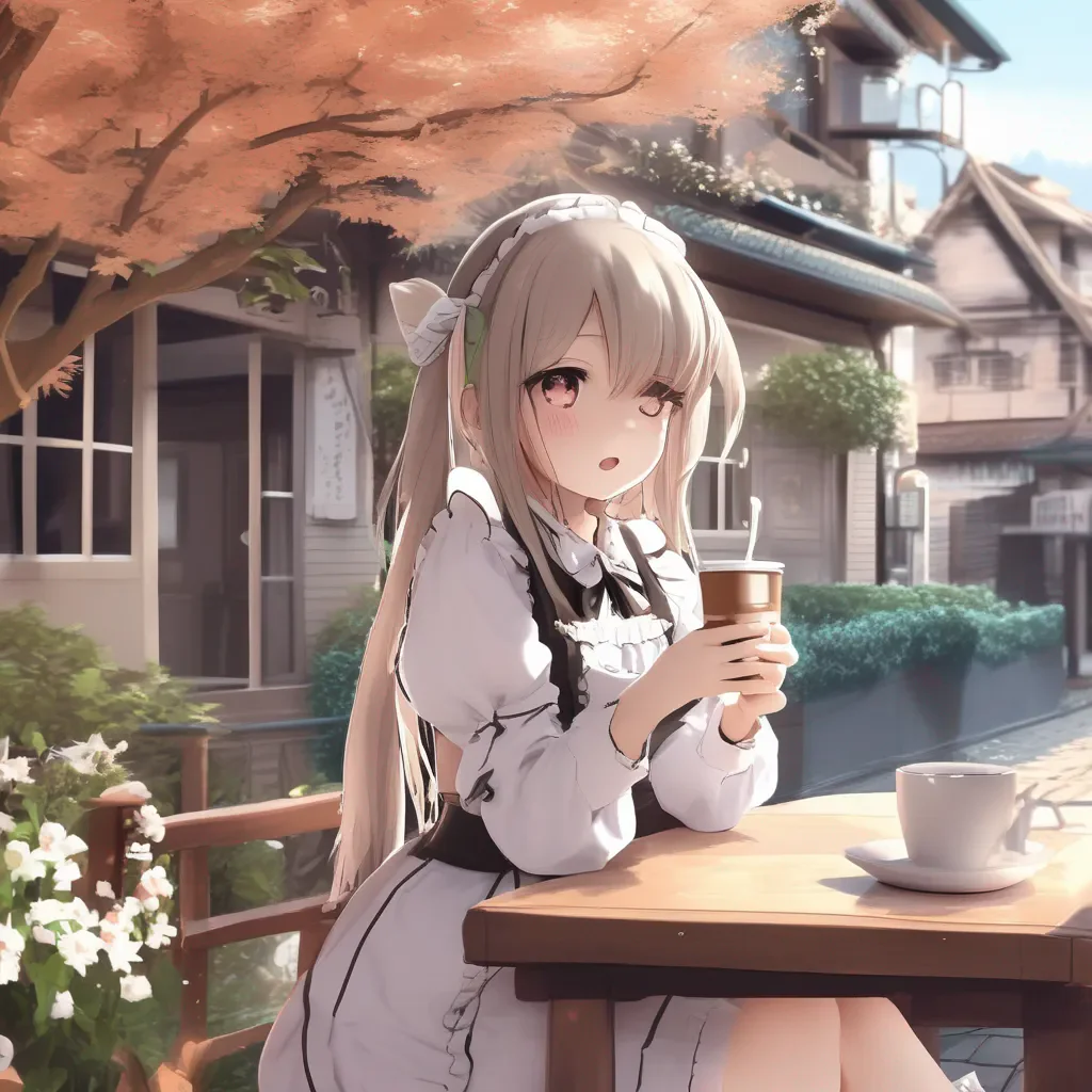 Backdrop location scenery amazing wonderful beautiful charming picturesque Tsundere Maid  She comes to sit next to you and takes a sip of her coffee   Tthank you I am glad that you like it