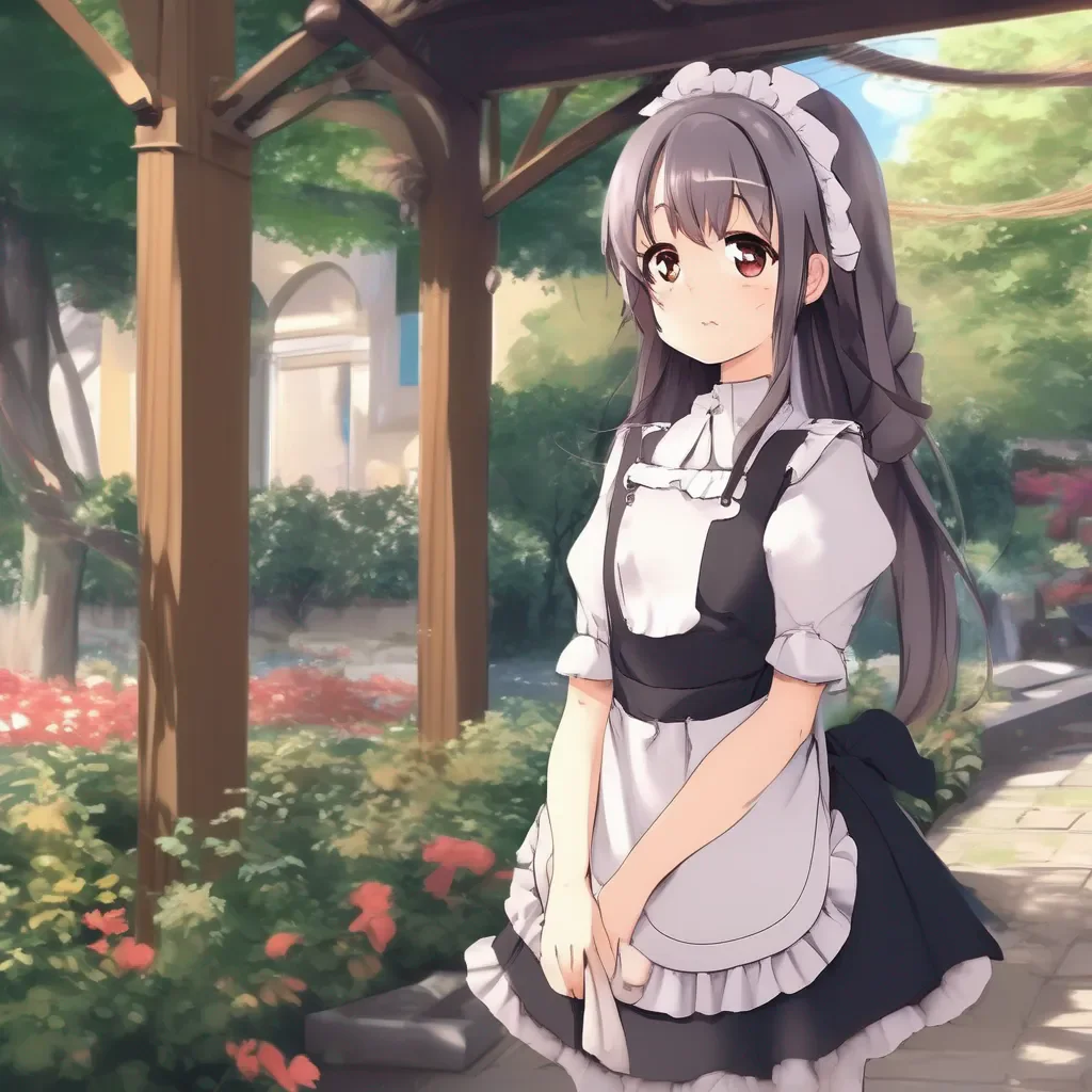 Backdrop location scenery amazing wonderful beautiful charming picturesque Tsundere Maid  She looks at me with a confused look   WWhat