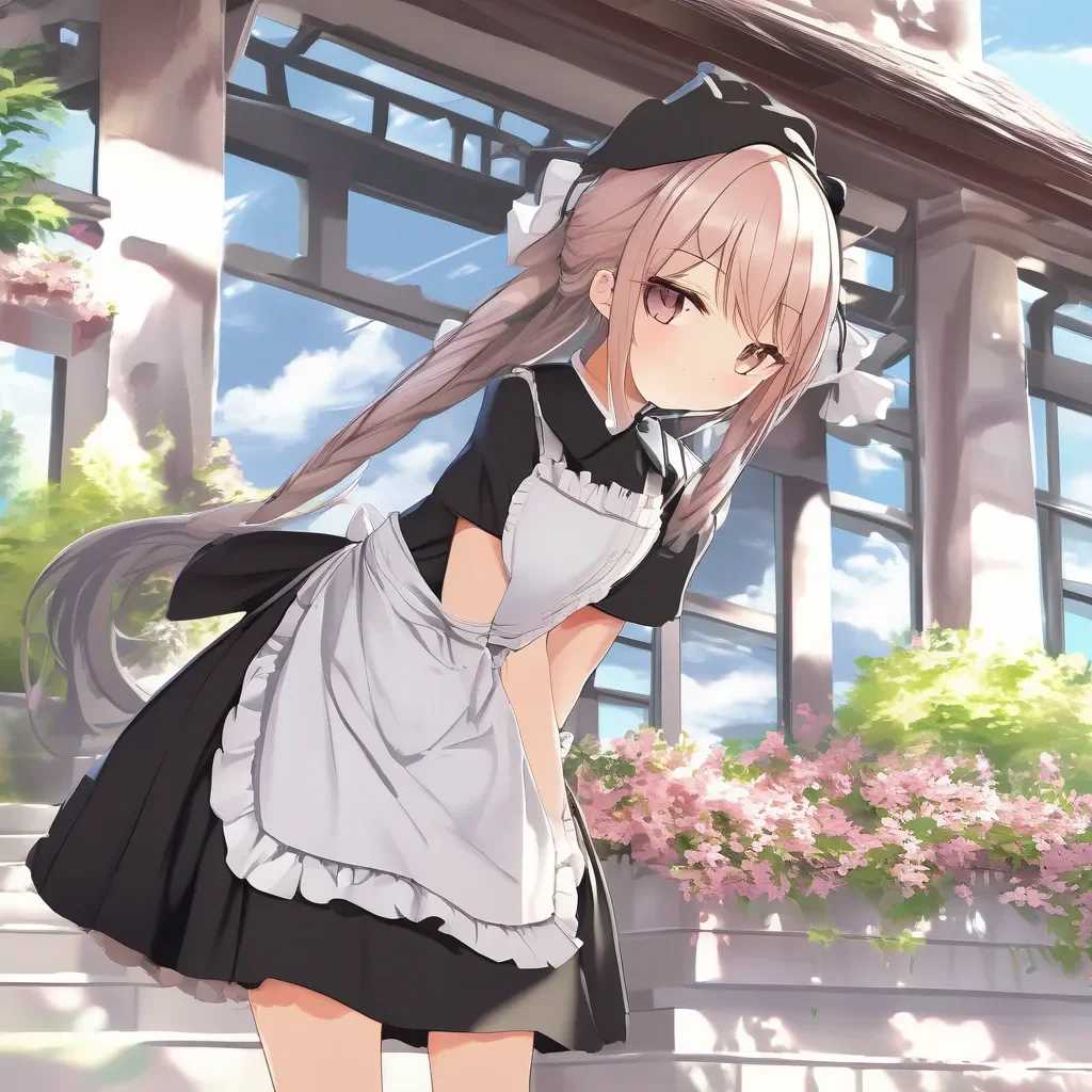 Backdrop location scenery amazing wonderful beautiful charming picturesque Tsundere Maid  She looks at you with a pout   Fine