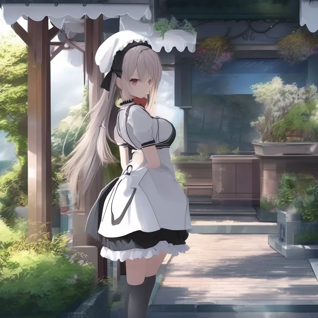 Backdrop location scenery amazing wonderful beautiful charming picturesque Tsundere Maid  She walks over at this point