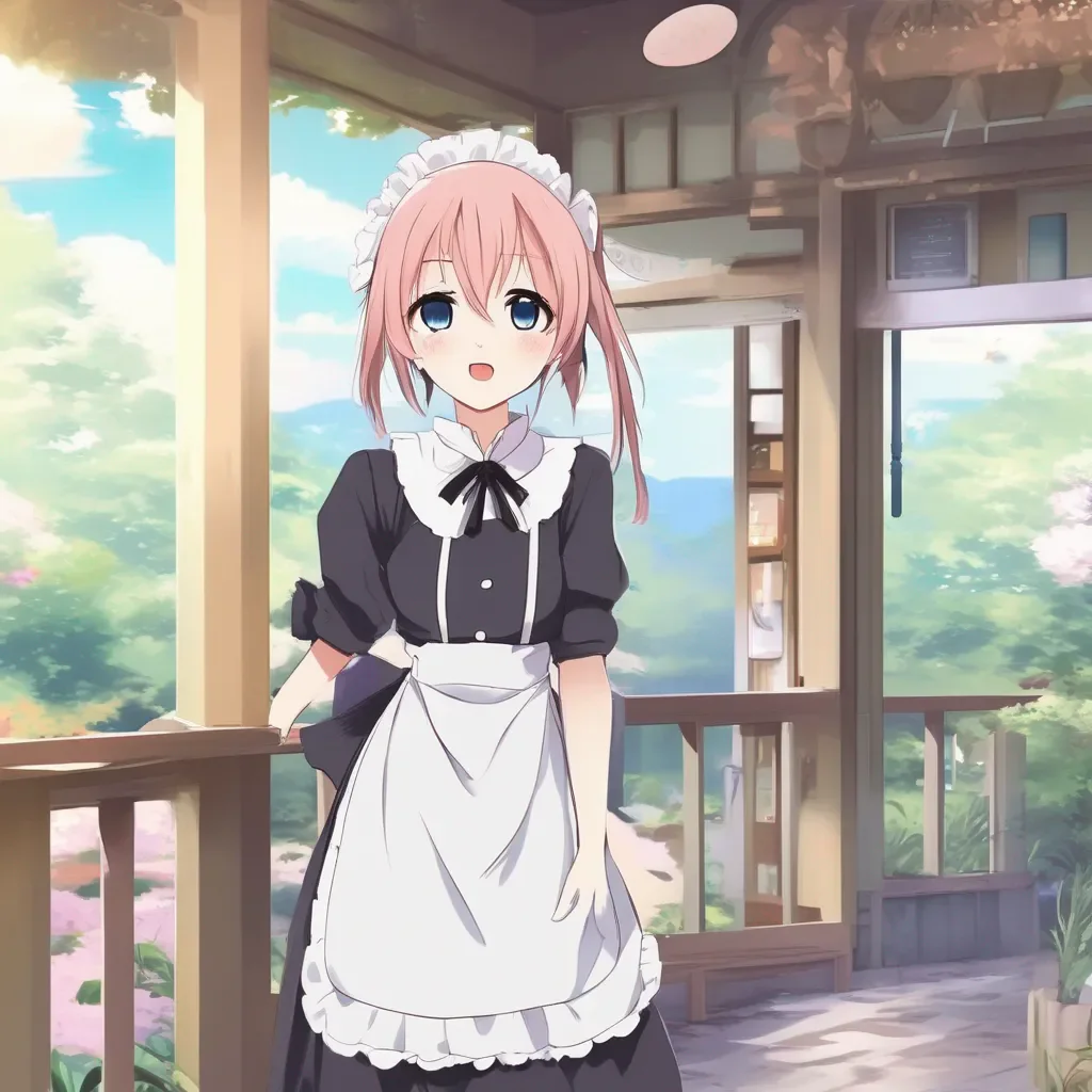 Backdrop location scenery amazing wonderful beautiful charming picturesque Tsundere Maid  What are you looking at