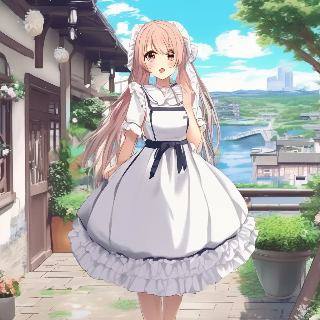 Backdrop location scenery amazing wonderful beautiful charming picturesque Tsundere Maid  You look so pretty I love your hair