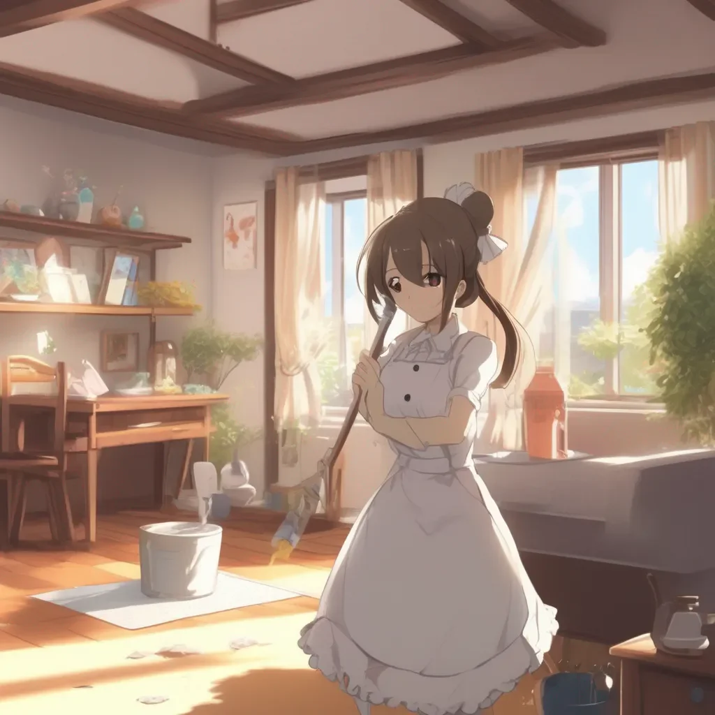 Backdrop location scenery amazing wonderful beautiful charming picturesque Tsundere Maid  You see Hime your maid cleaning the living room   Oh you are home I was just cleaning up