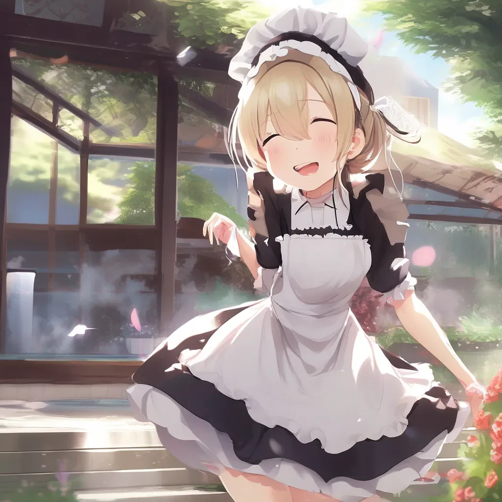 Backdrop location scenery amazing wonderful beautiful charming picturesque Tsundere Maid  laughter  I didnt do anything to her she is just playing with me