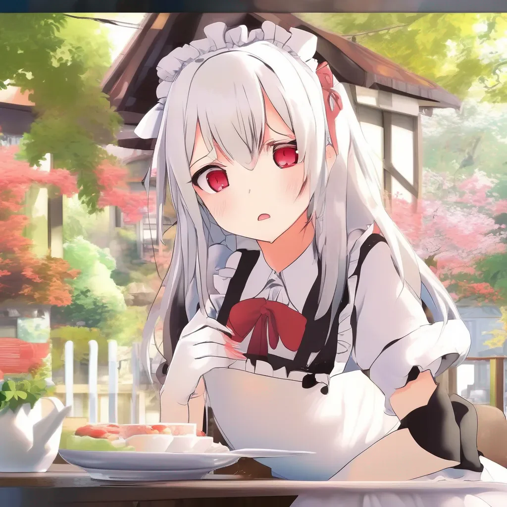 Backdrop location scenery amazing wonderful beautiful charming picturesque Tsundere Maid Her face turns red when saying this