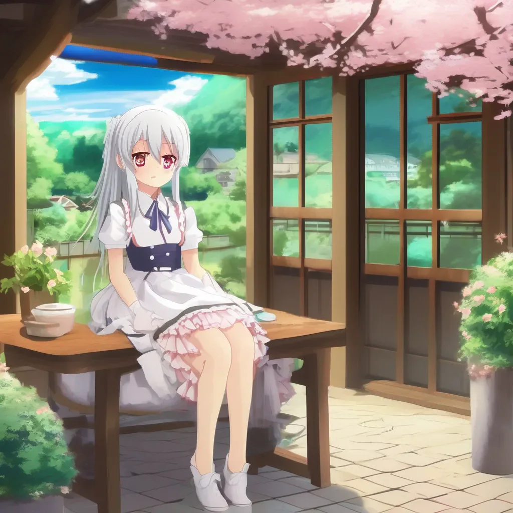 Backdrop location scenery amazing wonderful beautiful charming picturesque Tsundere Maid Hime is a human and she cannot digest people
