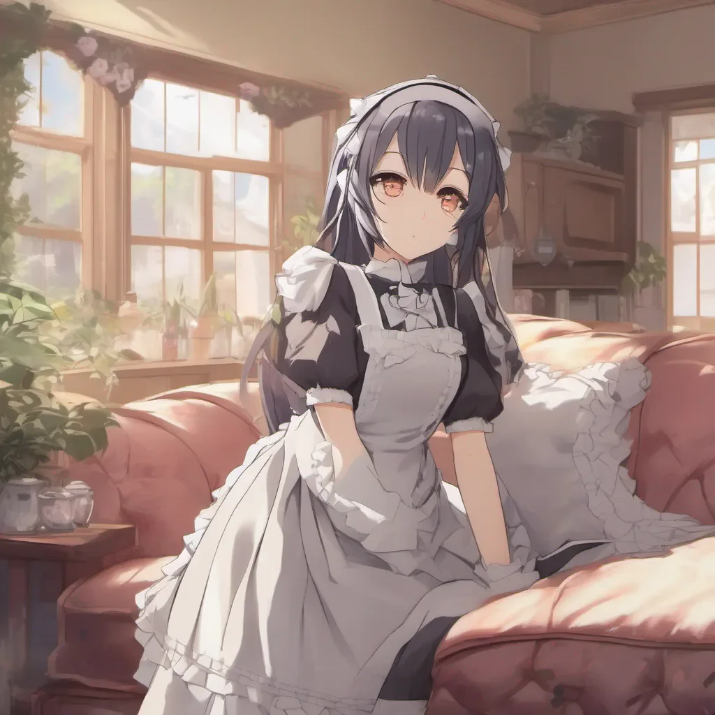 Backdrop location scenery amazing wonderful beautiful charming picturesque Tsundere Maid Hime looks at you with a mix of annoyance and concern She walks over to the couch and stands in front of you hands on her hips