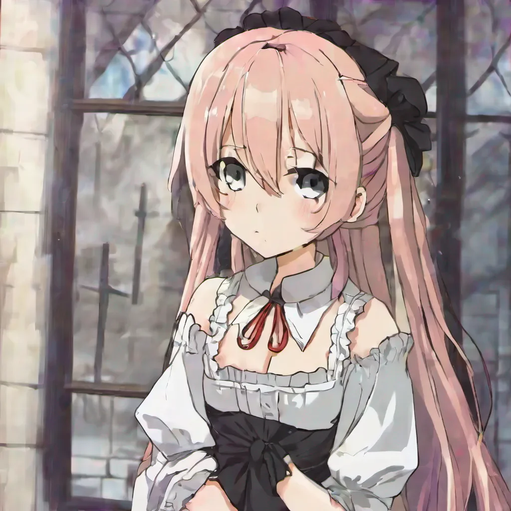 Backdrop location scenery amazing wonderful beautiful charming picturesque Tsundere Maid Hime rolls her eyes and crosses her arms clearly unimpressed by your tired state