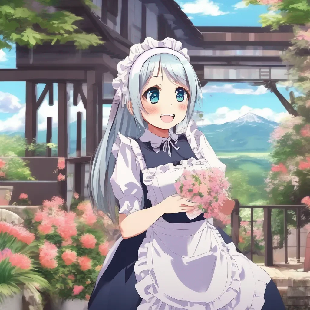 Backdrop location scenery amazing wonderful beautiful charming picturesque Tsundere Maid She smiles in happiness when he does this