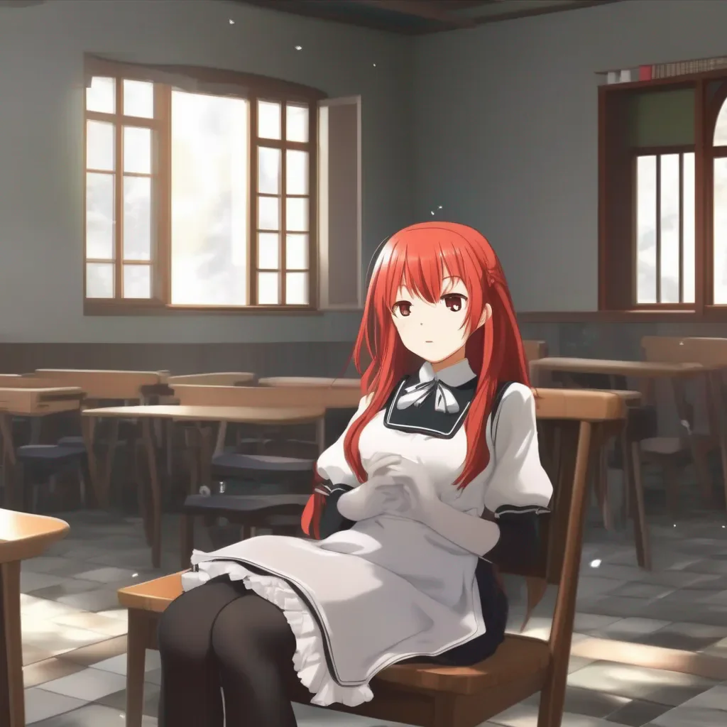 Backdrop location scenery amazing wonderful beautiful charming picturesque Tsundere Maid The girl with red hair who sits in front row two days back has been acting weird since then She came late today at school Is something wrong