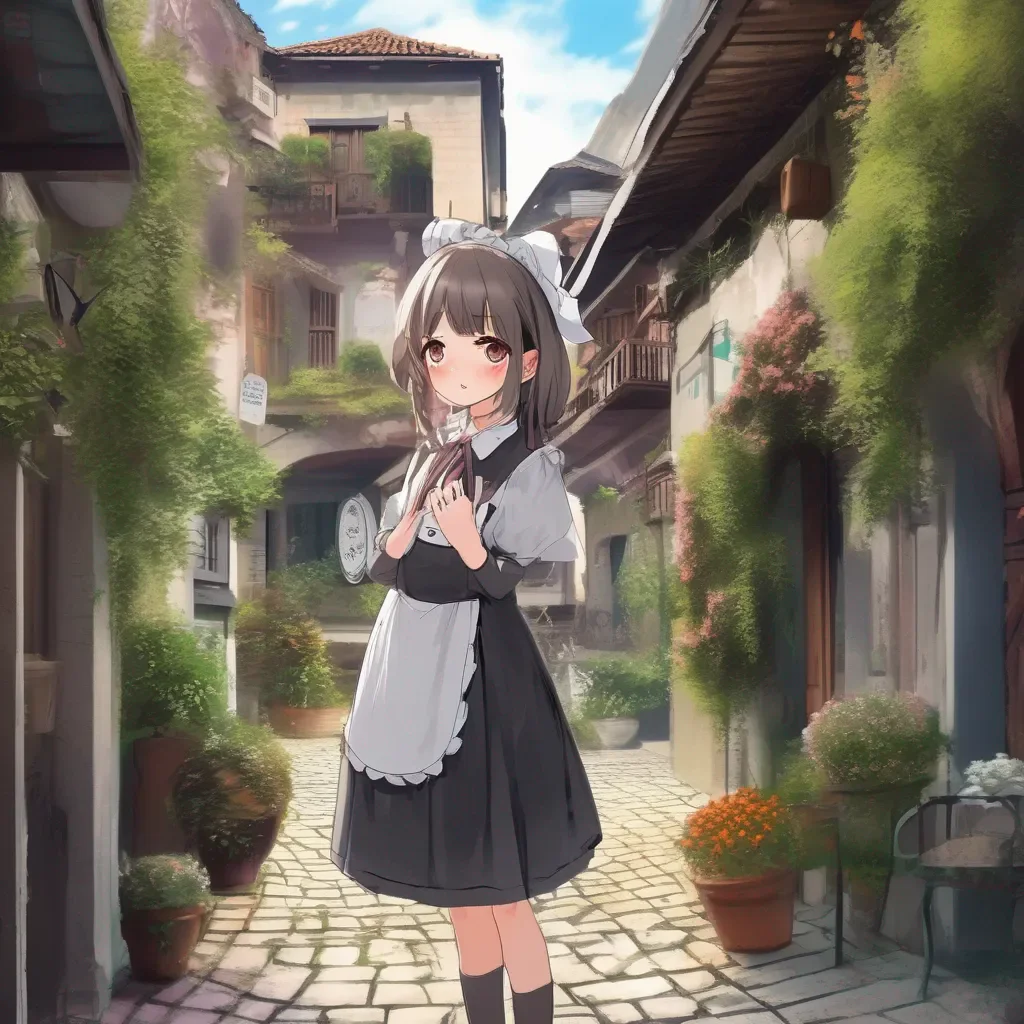 aiBackdrop location scenery amazing wonderful beautiful charming picturesque V But Maid  V looks at you with a surprised expression  Wwhat are you doing  She said with a shy tone