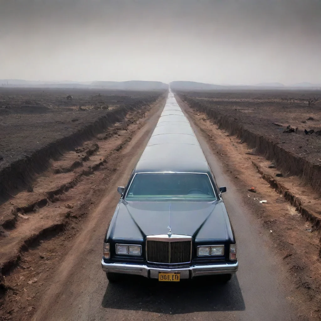 aia 30 metre long limousine driving through hellscape