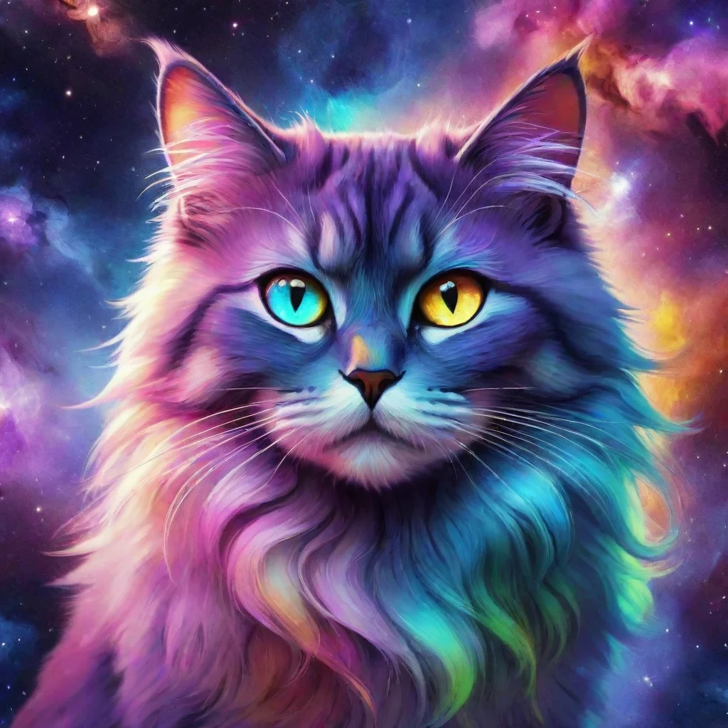 aia cat fantasy art vibrant colors theme galaxy 