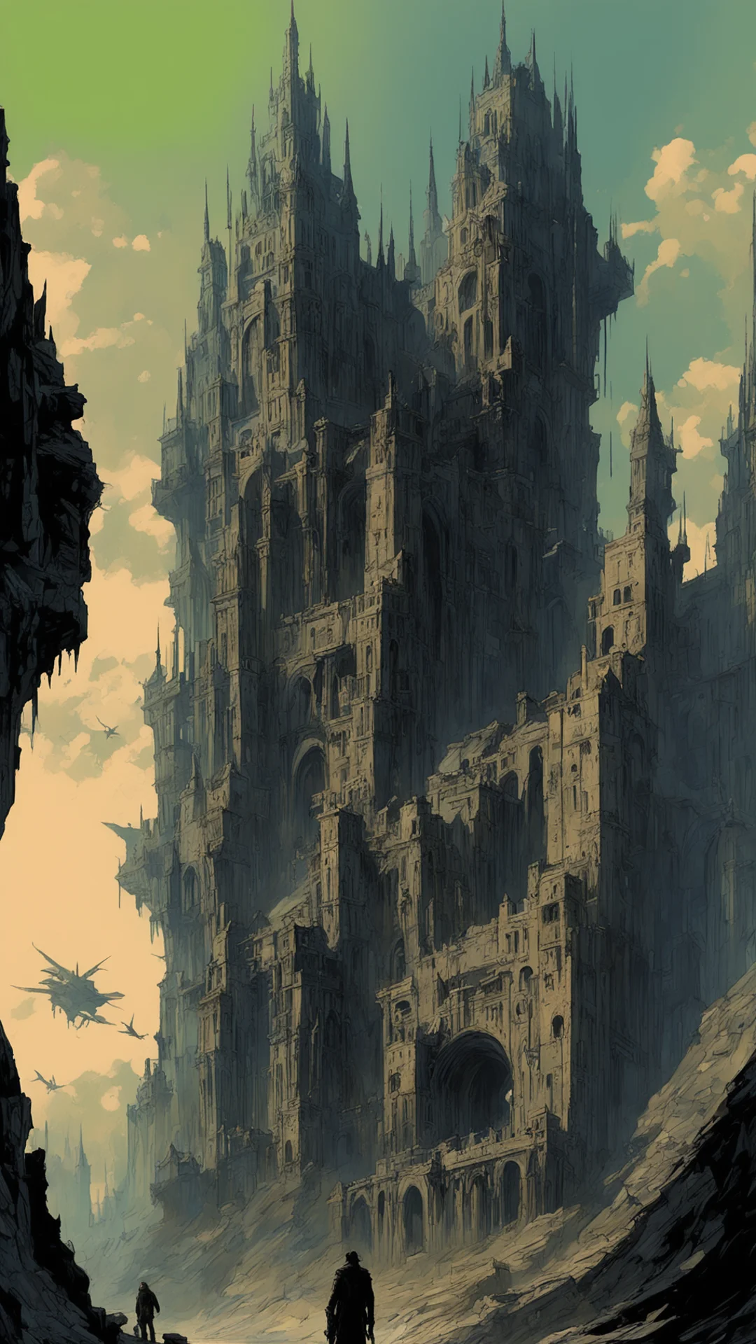 a citadel  in the style of ergo proxy bernie wrightson craig mullins barlowe w 160 h 256 good looking trending fantastic 1 tall