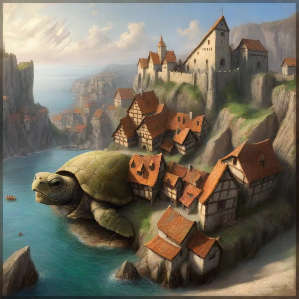 aia cityscale olden daylight medieval artistic environment town on cliffs on a turtle fantasy art hd 46afc23