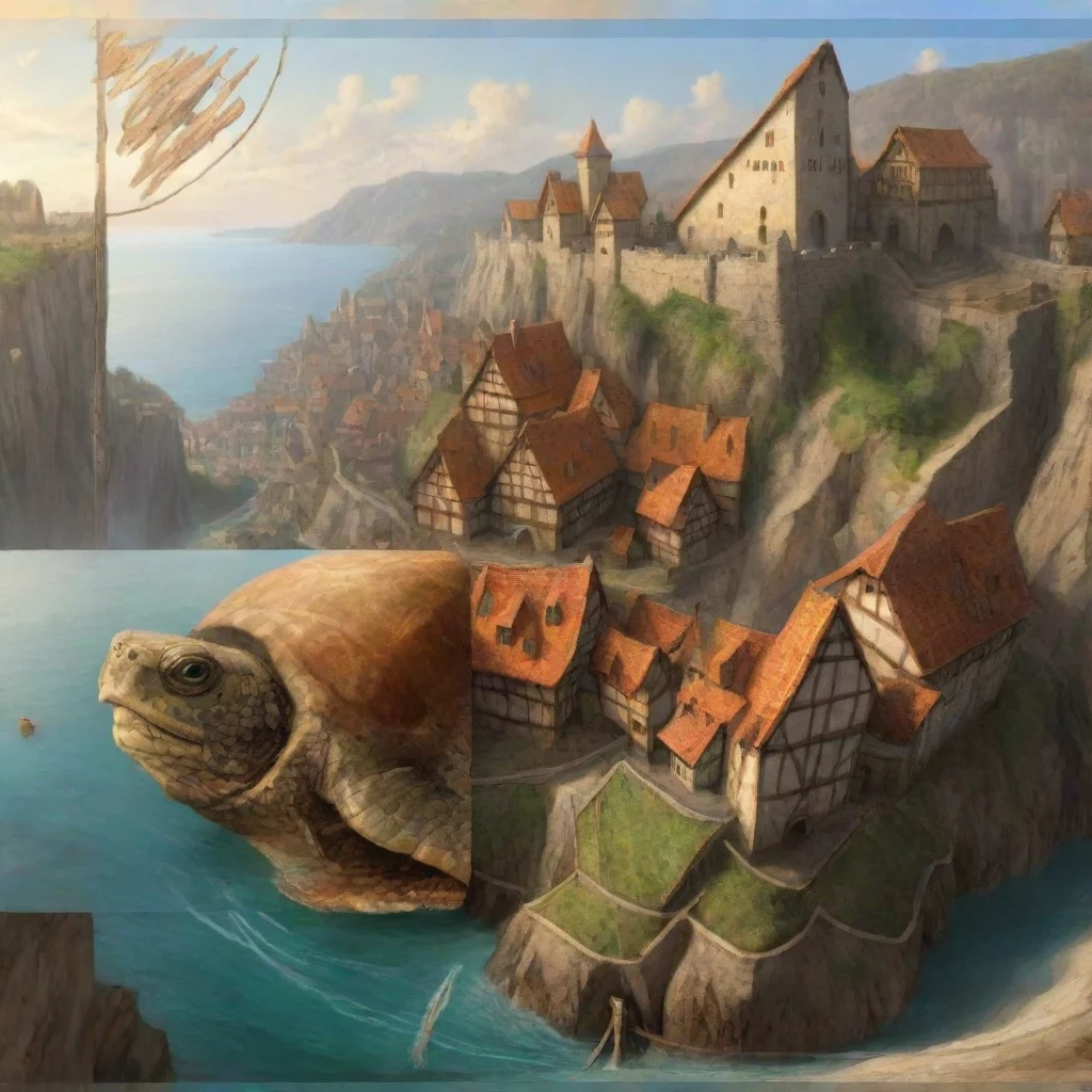 aia cityscale olden daylight medieval artistic environment town on cliffs on a turtle fantasy art hd 7651e00