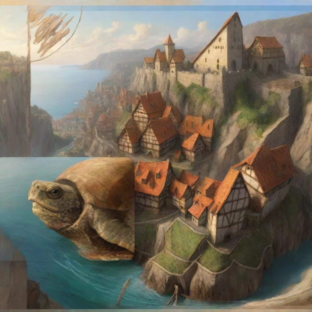 aia cityscale olden daylight medieval artistic environment town on cliffs on a turtle fantasy art 220dac2