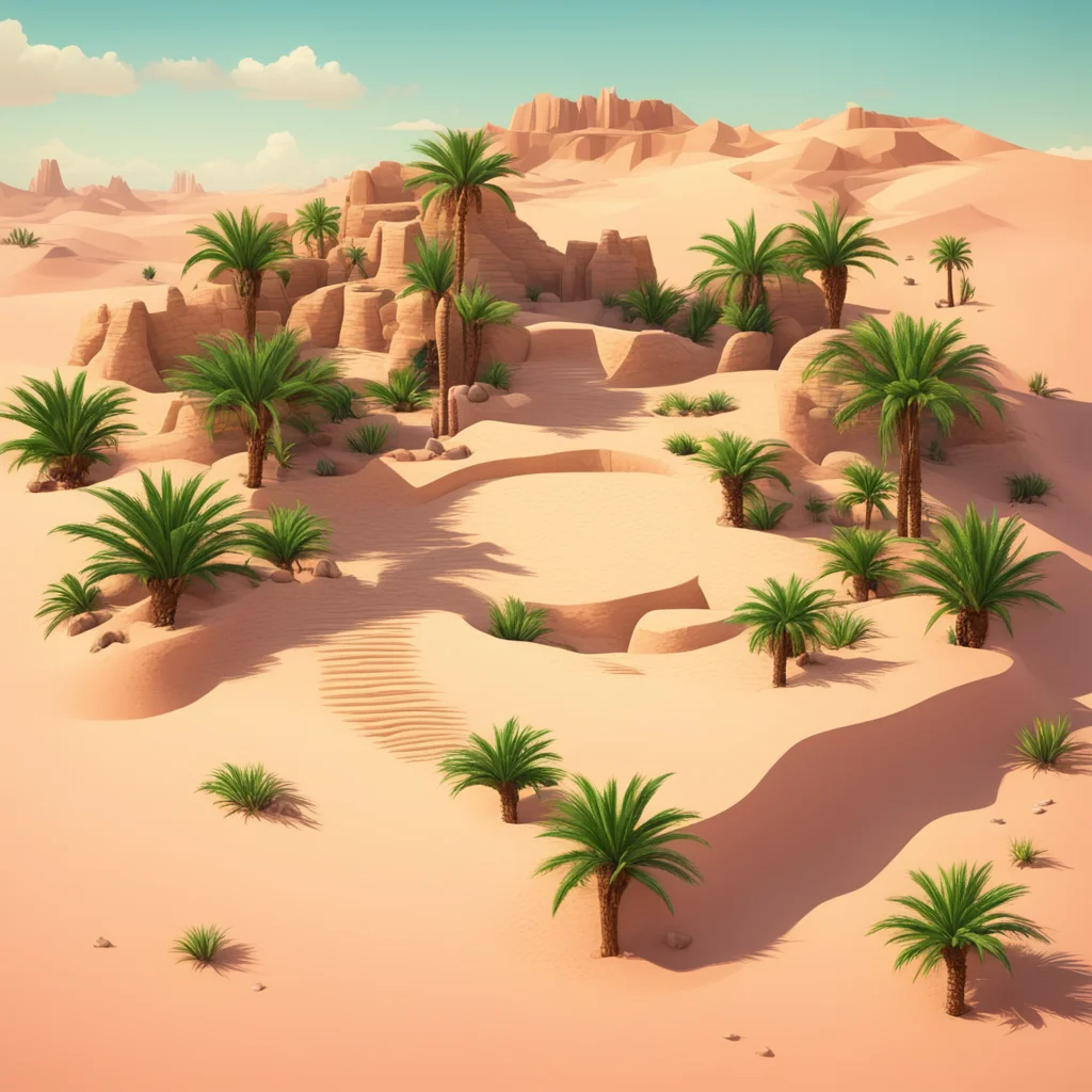 aia desert with an oasis in isomatric style amazing awesome portrait 2