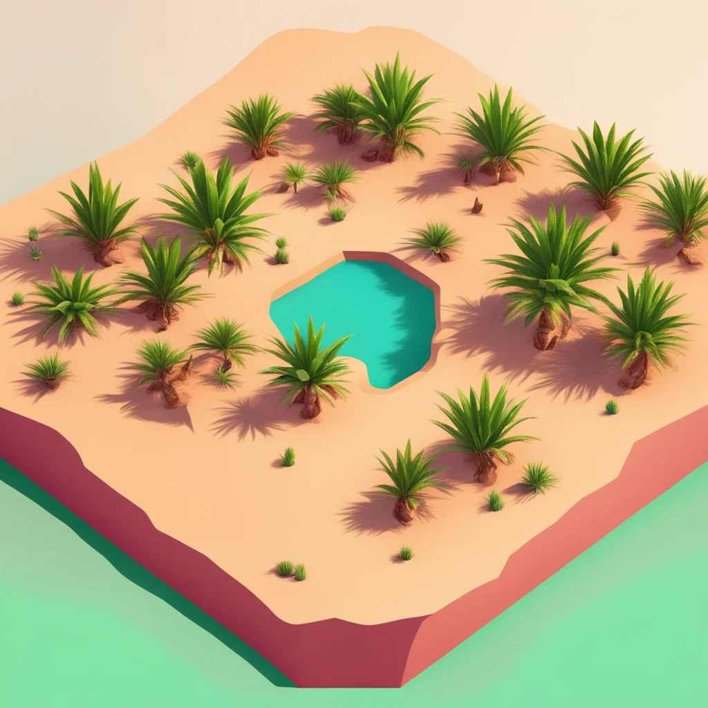 aia desert with an oasis in isomatric style good looking trending fantastic 1