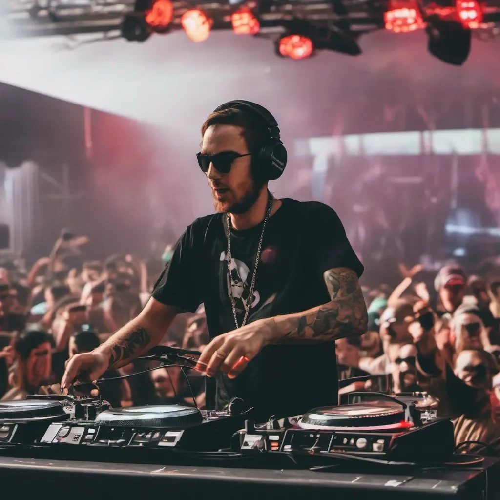 aia dj spinning on stage at an event called hell on earth amazing awesome portrait 2