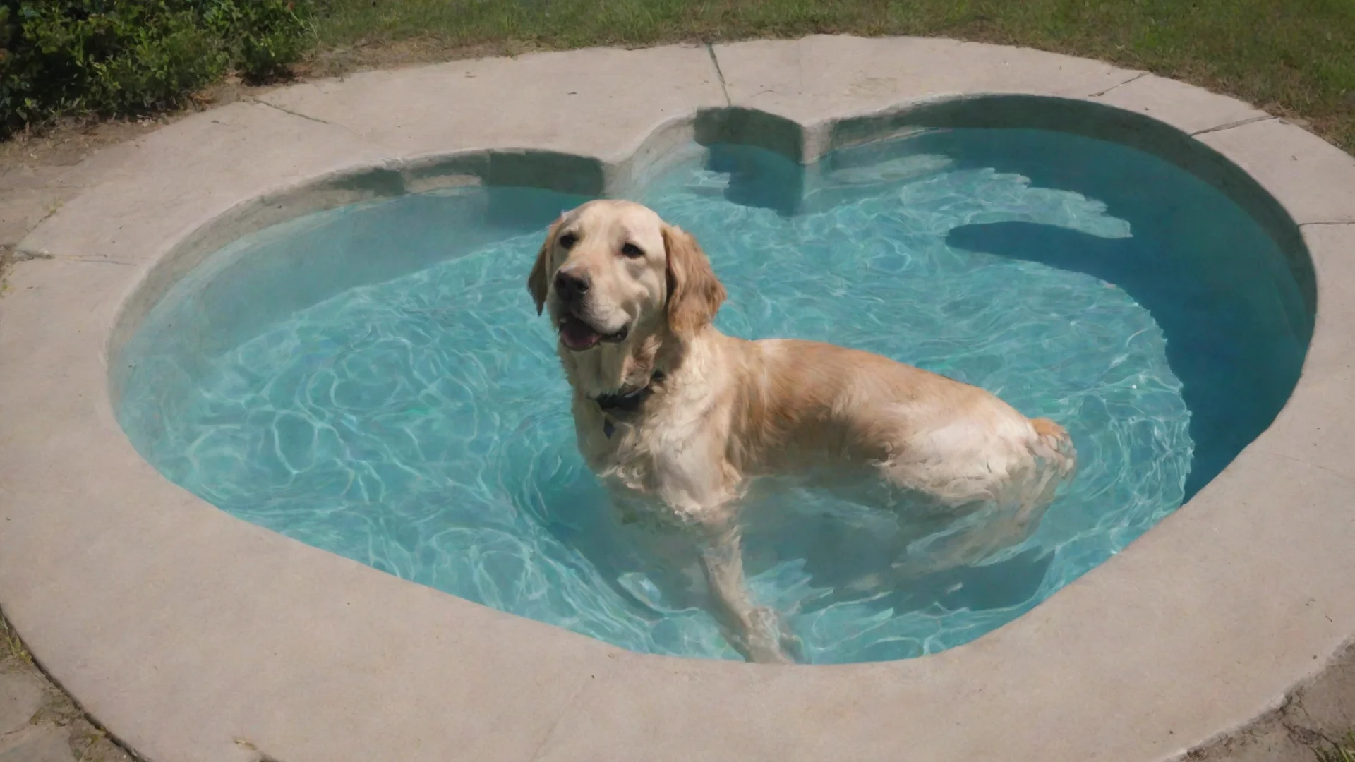 aia dog swims in a heart shaped pool hdwidescreen