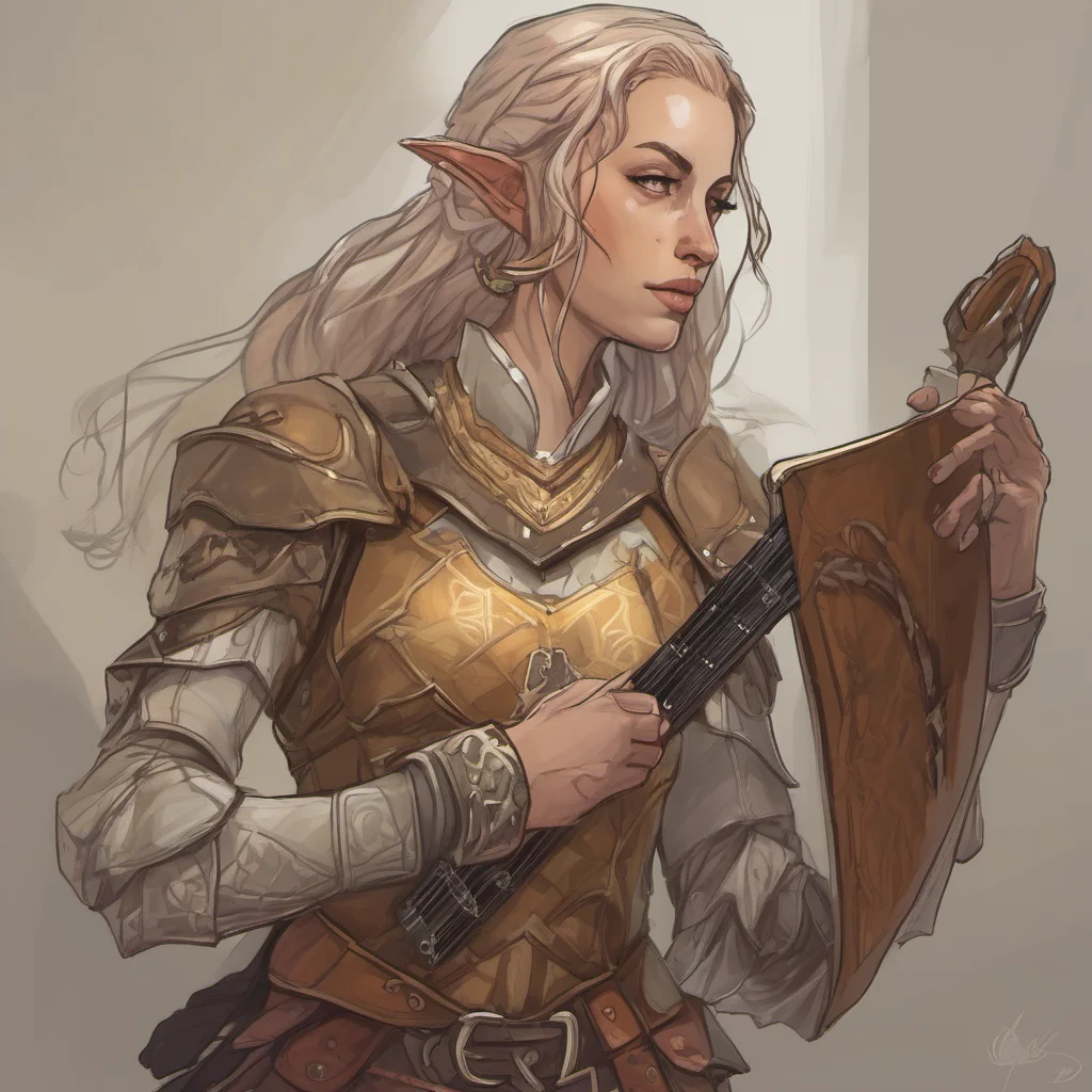aia female elf paladin who is also a bard confident engaging wow artstation art 3