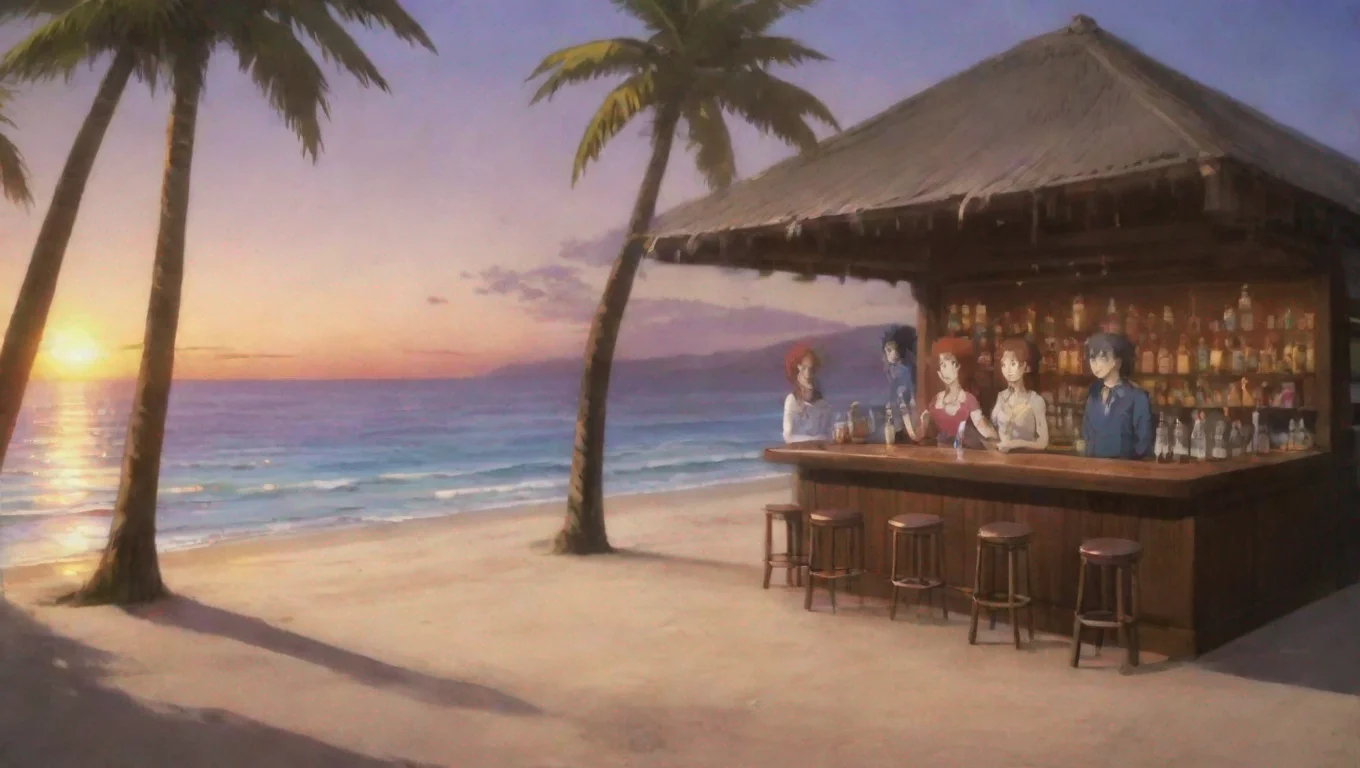 aia few anime cartoon men and women are at the bar