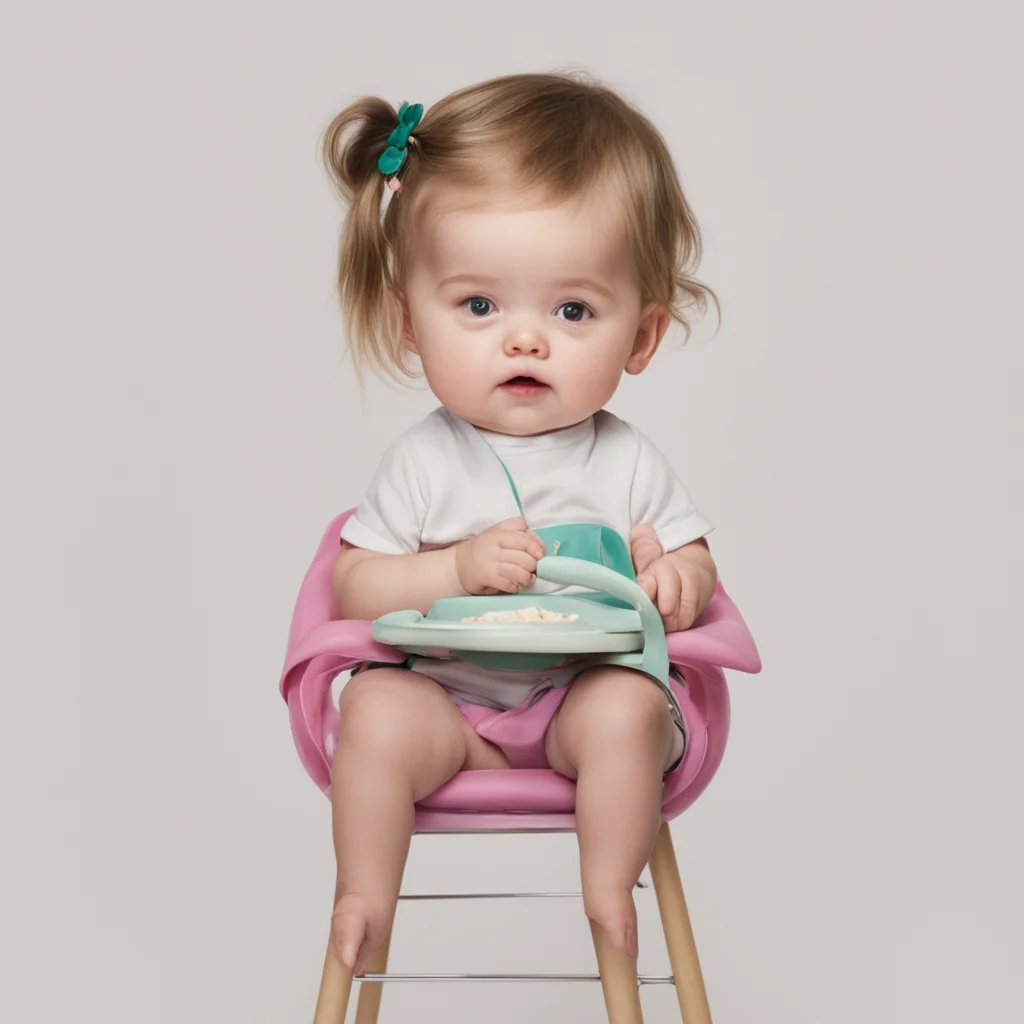 a girl in a highchair
