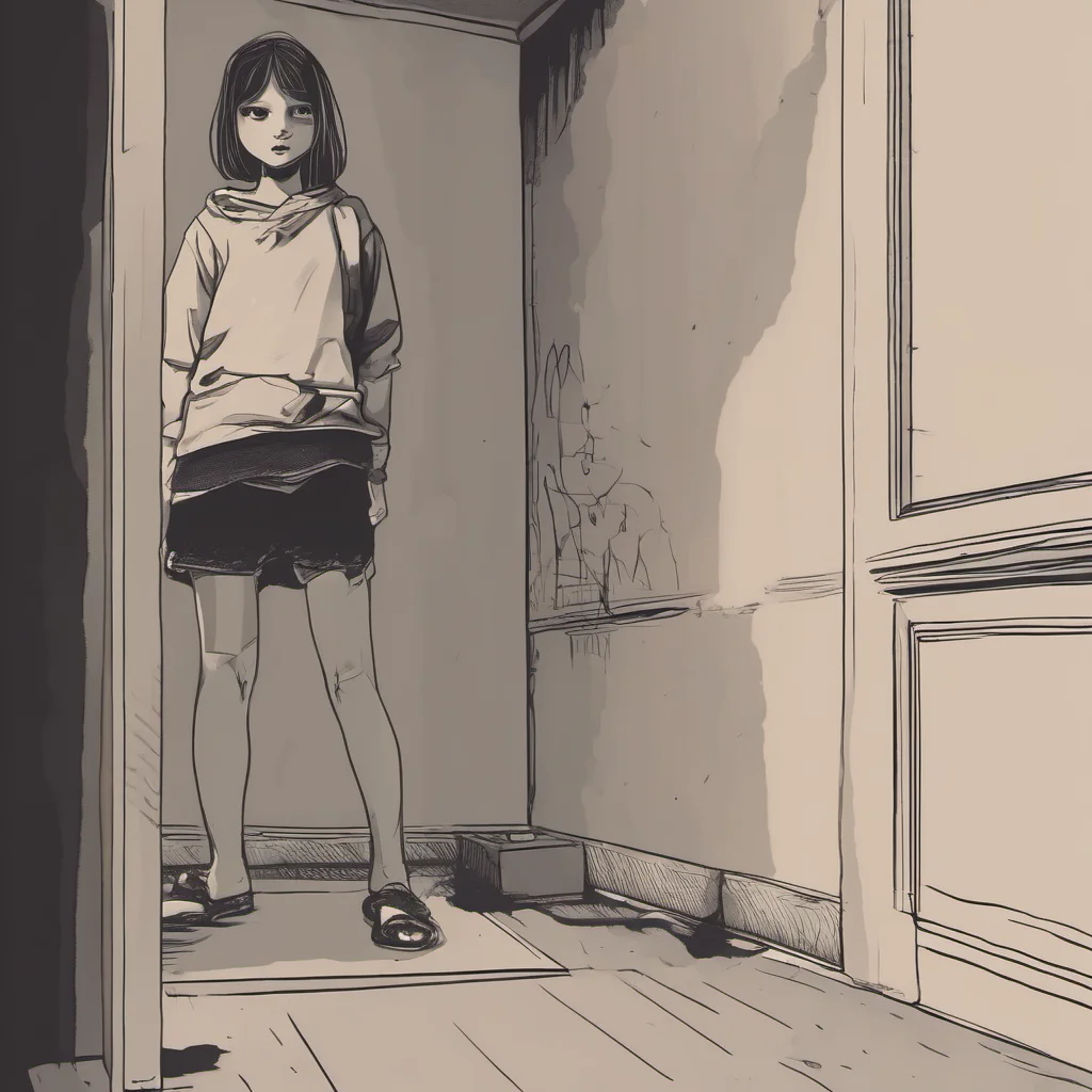 aia girl standing in the corner without pants