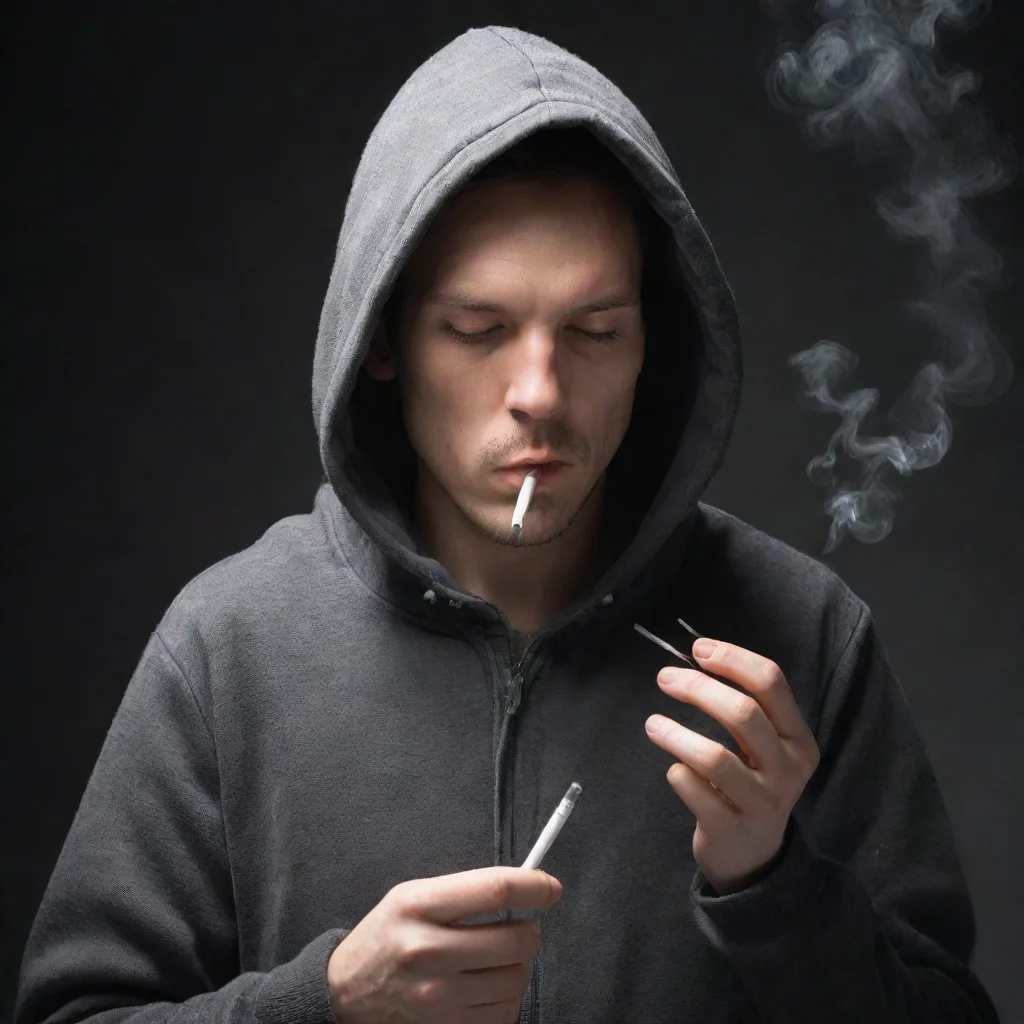 aia hooded man smoking a thermometer