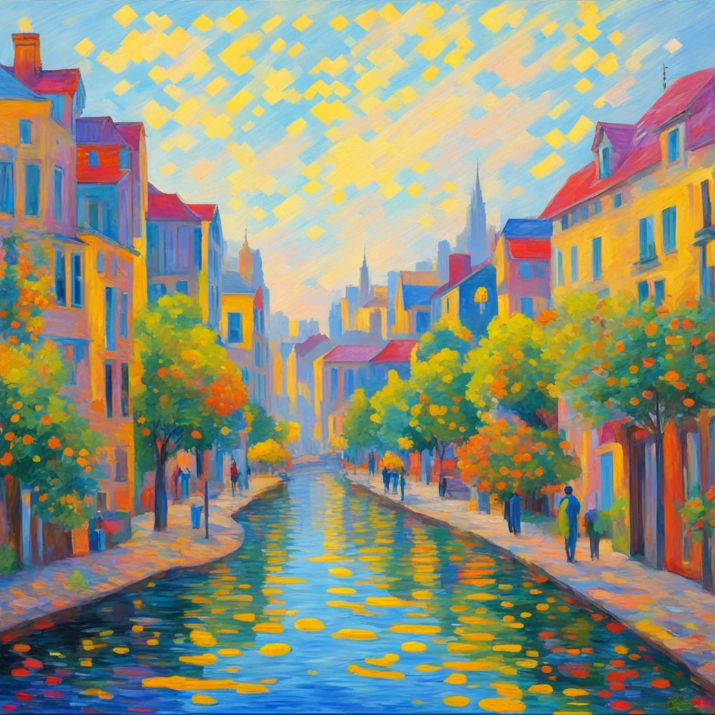 aia landscape of city life in the style of monet